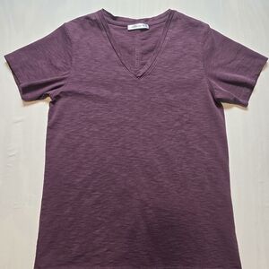American Giant Short Sleeve V-Neck Tee in Purple